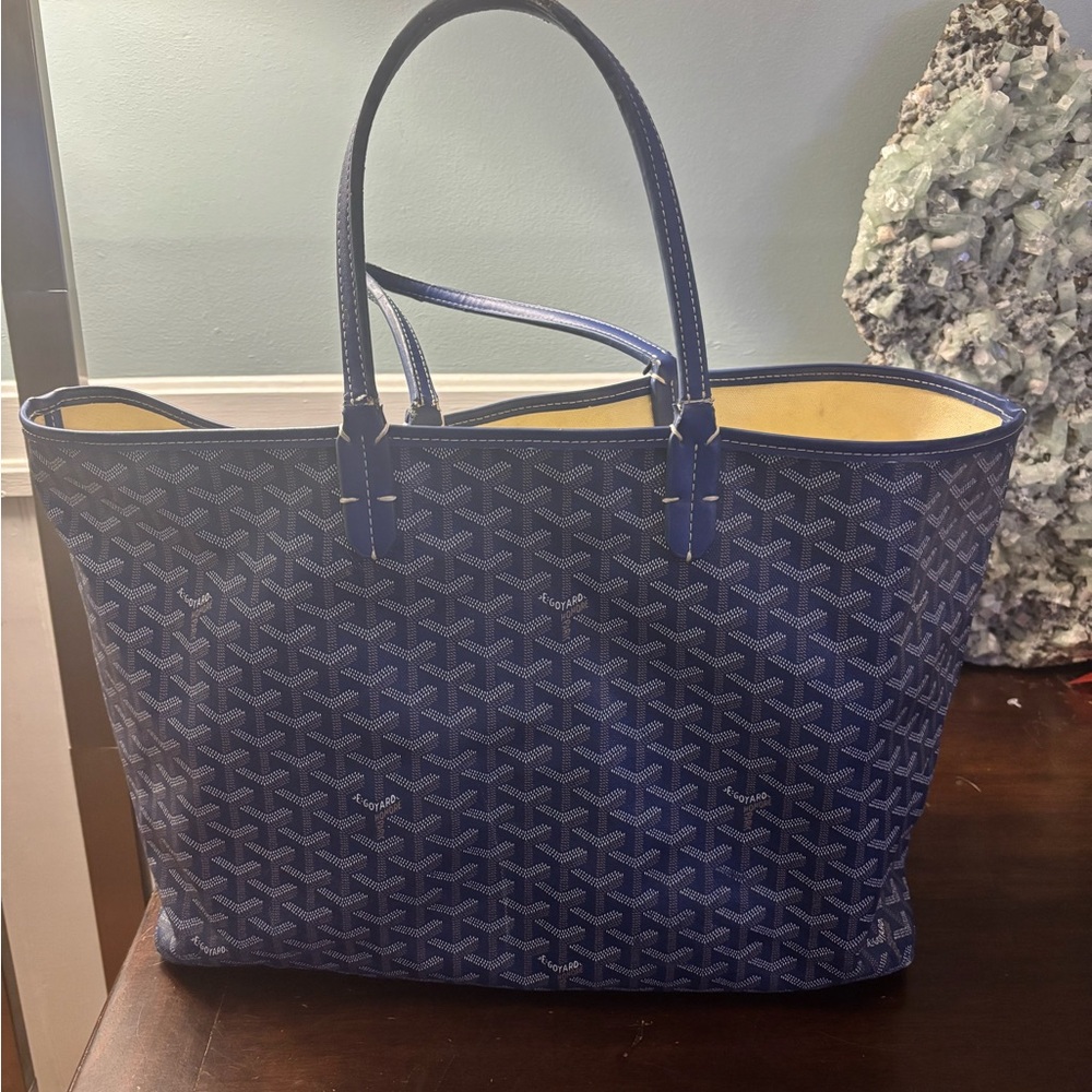 Goyard Chevron Pattern Blue Tote - Picture 3 of 4